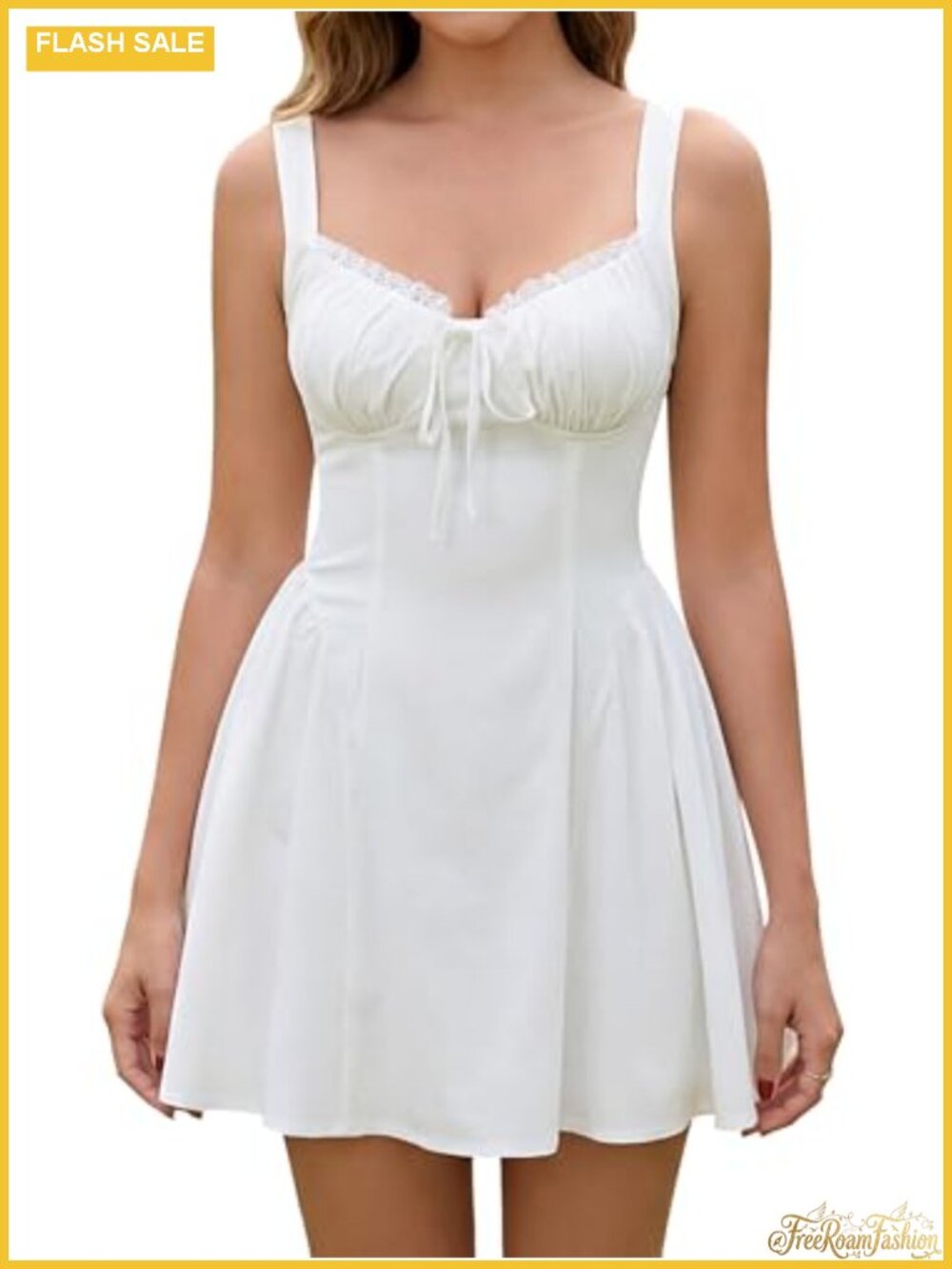 Lace Corset Mini Dress A-Line Flowy Spaghetti Strap